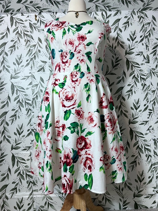 Ivnis Dresses & Skirts - Flowers Retro Vintage Cotton Dress Sz XL 18 Elegant Classic Fit & Flare Bohemian